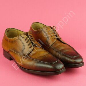 Magnanni Dress Shoes Mens 10.5D Brown Apron Toe Romelo Cognac Derby